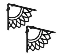 Relaxdays Shelf Brackets, Set of 2, Cast Iron, Boho Mandala Design, Angle Supports for Wall-Mounted Shelves, Black, 100%, 2-Set