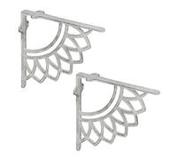 Relaxdays Shelf Brackets, Set of 2, Cast Iron, Boho Mandala Design, Angle Supports for Wall-Mounted Shelves, White