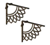 Relaxdays Shelf Brackets, Set of 2, Cast Iron, Boho Mandala Design, Angle Supports for Wall-Mounted Shelves, Bronze, 100%, 2-Set