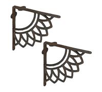 Relaxdays Shelf Brackets, Set of 2, Cast Iron, Boho Mandala Design, Brown | Angle Supports for Wall-Mounted Shelves