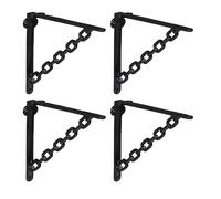 Relaxdays Shelf Brackets, Set of 4, Cast Iron, Supports, Black | for Wall-Mounted Shelves, Chain Design, 18.5 x 4 x 22 cm