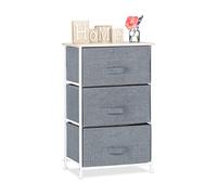 Relaxdays Shelving System, Chest of Drawers, Standing Shelf with Boxes, HxWxD: 73 x 45 x 30 cm, Metal and Wood, Grey