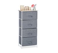 Relaxdays Shelving System, Chest of Drawers, Standing Shelf with Boxes, HxWxD: 95 x 45 x 30 cm, Metal and Wood, Grey