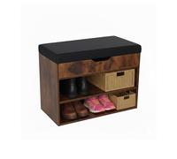 Relaxdays shoe bench, storage seat with 2 shoe compartments, HWD: 44x60x30 cm, upholstered for hallway, brown/black