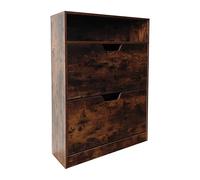 Relaxdays Shoe Cabinet with 12 Pair Storage, 80x24x102 cm, 2 Tilt Doors, Narrow Modern Brown