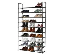 Relaxdays shoe rack, 10 shelves, plug-in system, 174x94x30 cm, metal, space-saving, black