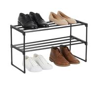 Relaxdays shoe rack, 2 tiers, clip-together system, HWD: 38x68x30 cm, metal shelves, black
