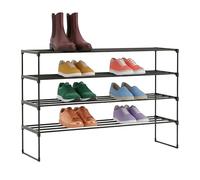 Relaxdays shoe rack, 4 tiers, plug-in system, H x W x D: 72 x 117 x 30 cm, metal & fabric, black