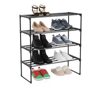 Relaxdays shoe rack, various sizes, metal frame, fabric shelf, narrow, black