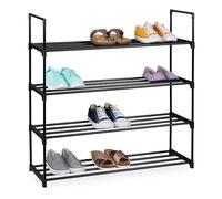 Relaxdays shoe rack, various sizes, metal frame, fabric shelf, narrow, black