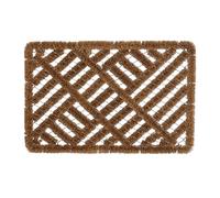 Relaxdays Shoe Scraper, Wire Mesh Mat, Dirt Trapper, Doormat Coir & Metal, Indoor & Outdoor, HxD: 40 x 60 cm, Natural, Coco