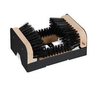 Relaxdays Shoe Scraper with All-Round Brushes, Outdoor Doormat Robust bristles, Floor mounting, Black/Natural, Wood 30% Plastic 40% Iron, 003 red, 1 Item