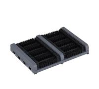 Relaxdays shoe scraper with brushes, non-slip base, wood, outdoor shoe cleaner, shoe brush, grey/black