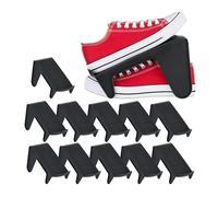 Relaxdays Shoe Stacker, 12x Set, up to Size 39, Wardrobe & Closet Storage Solution, Organisation System, Plastic, Black, 13.5 x 11.5 x 24.5 cm