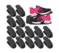 Relaxdays Shoe Stacker, 15x Set, up to Size 39, Wardrobe & Closet Storage Solution, Organisation System, Plastic, Black