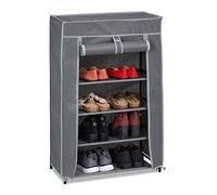 Relaxdays Shoe Storage, Rack, 5 Shelves, Compartment, Holds 15 Pairs of Shoes, HxWxD: 90 x 60 x 30 cm, Anthracite
