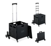 Relaxdays Shopping Trolley, 80% plastic 20% iron, Black, 99 x 53 x 50 cm