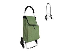Relaxdays Shopping Trolley with Cooler, Stair Climber, Removable Bag, 45L, Up to 35kg, Foldable, Green, 101×48×38cm