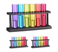 Relaxdays Shot Glasses, 18 Test Tubes, 3 Holders, Plastic, 40 ml, Party Liqueur Glasses, Taster Glasses, Colourful