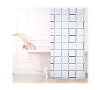 Relaxdays Shower Curtain Roller Blind, Water-repellent, Bath & Shower, Retro, From Ceiling, 100x240cm, Semi-transparent
