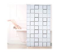 Relaxdays Shower Curtain Roller Blind, Water-repellent, Bath & Shower, Retro, From Ceiling, 120x240cm, Semi-transparent
