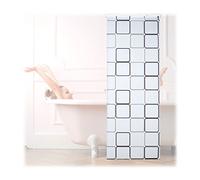 Relaxdays Shower Curtain Roller Blind, Water-repellent, Bath & Shower, Retro, From Ceiling, 80x240cm, Semi-transparent