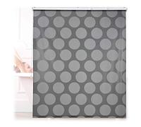 Relaxdays Shower Roller Blind, Geometric Pattern, Flexible Mounting, Dotted Curtain for Bath and Window, 140x240cm, Grey