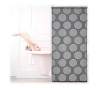 Relaxdays Shower Roller Blind, Geometric Pattern, Flexible Mounting, Dotted Curtain for Bath and Window, 80x240cm, Grey