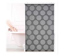 Relaxdays Shower Roller Blind, Geometric Pattern, Flexible Mounting, Dotted Curtain for Bath and Window, 100x240cm, Grey