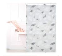 Relaxdays Shower Roller Blind, Leaf Pattern, Flexible Mounting, Pull-up Curtain for Bath & Window, HxW: 100x240cm, Grey