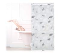 Relaxdays Shower Roller Blind, Leaf Pattern, Flexible Mounting, Pull-up Curtain for Bath & Window, HxW: 80x240cm, Grey