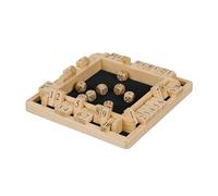 Relaxdays Shut The Box Game, 2-4 Players, Wood, 8 Dice and 10 Flaps, Children & Adults, 3 x 22 x 22 cm, Natural/Black