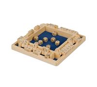 Relaxdays Shut The Box Game, 2-4 Players, Wood, 8 Dice and 10 Flaps, for Children & Adults, 3 x 22 x 22 cm, Natural/Blue
