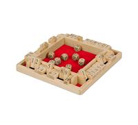 Relaxdays Shut The Box Game, 2-4 Players, Wood, 8 Dice and 10 Flaps, for Children & Adults, 3 x 22 x 22 cm, Natural/Red