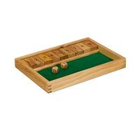 Relaxdays Shut The Box With 9 Numbers, 2 Wooden Dice & Board, For 2+ Players, Classical Family Game, Natural/Green