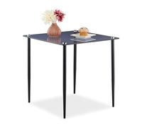 Relaxdays Side Table, 60% glass 40% steel, Black, 50 x 50 x 50 cm