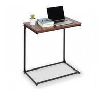Relaxdays side table, C-shape, tiltable tabletop, HWD: 66 x 55 x 35 cm, laptop table with stopper, black/brown
