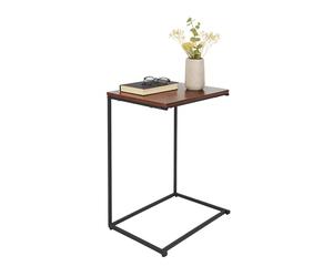Relaxdays side table, C-shaped, wide surface, HxWxD: 60 x 55 x 35 cm, sofa table to slide under, black/brown