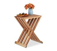 Relaxdays Side Table, H x W x D: approx. 44.5 x 34 x 28 cm, Foldable, Walnut Wood, Natural Finish