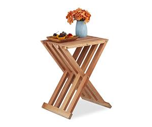 Relaxdays Side Table, H x W x D: approx. 44.5 x 34 x 28 cm, Foldable, Walnut Wood, Natural Finish