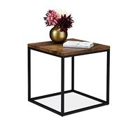 Relaxdays Side Table, H x W x D: approx. 45 x 45 x 45 cm, Industrial Style, Metal, Black/Brown