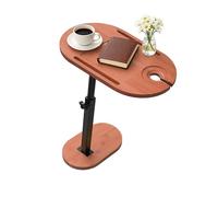 Relaxdays Side Table, height-adjustable, HxWxD 45-82x40x22 cm, bamboo & metal, C-shaped, natural/black