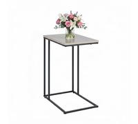 Relaxdays side table, HWD: 64 x 50 x 35 cm, MDF, metal, C-shape, coffee table, living room, black/natural