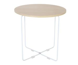 Relaxdays side table, HxWxD: 40 x 40 x 40 cm, Scandinavian design, MDF & metal, round coffee table, natural/white