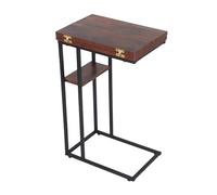 Relaxdays side table, HxWxD: 64 x 52 x 39 cm, foldable tabletop, MDF, metal, C-shape, end table, brown/black