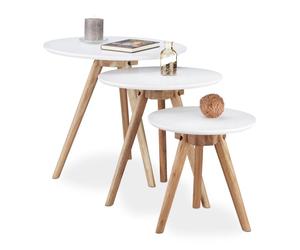 Relaxdays Side Table Set of 3 Walnut