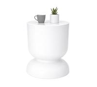 Relaxdays Side Table & Stool, Hourglass Design, Living Room Decor, Iron, White, 46 x 36 cm