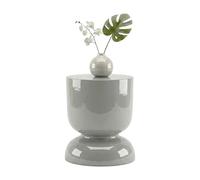 Relaxdays Side Table & Stool, Hourglass Design, Living Room Decorative Piece, H x D 46 x 36 cm, Metal, Light Grey