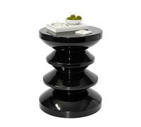 Relaxdays Side Table & Stool, Zigzag, Living Room Decor, HxD: 46 x 35 cm, Metal, Black