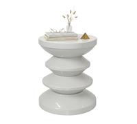 Relaxdays Side Table & Stool, Zigzag, Living Room Decorative Piece, H x D: 46 x 35 cm, Iron, Light Grey